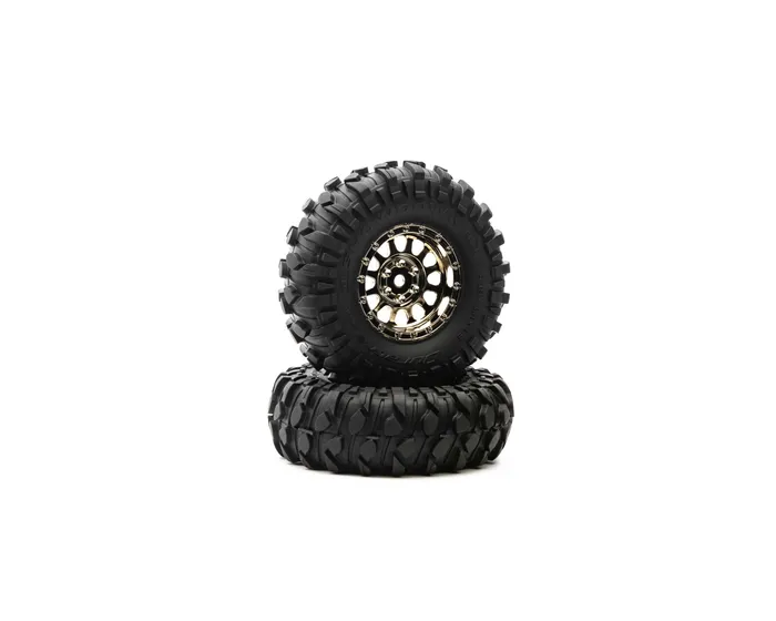 Duratrax 1.9inch Class 1 Showdown C3 Crawler Tyres on Black/Chrome Wheels, 2pcs