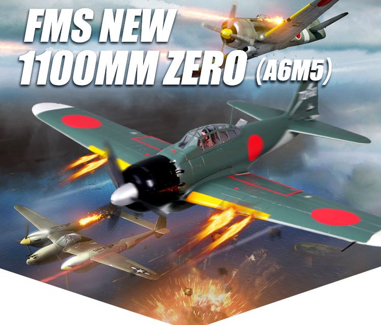 FMS Zero A6M5 1100mm Camo PNP with reflex flight stabilizer