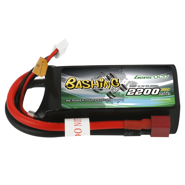 2200mAh 11.1V Gens Ace 3S Bashing  35C Soft Case LiPo Battery (Deans)