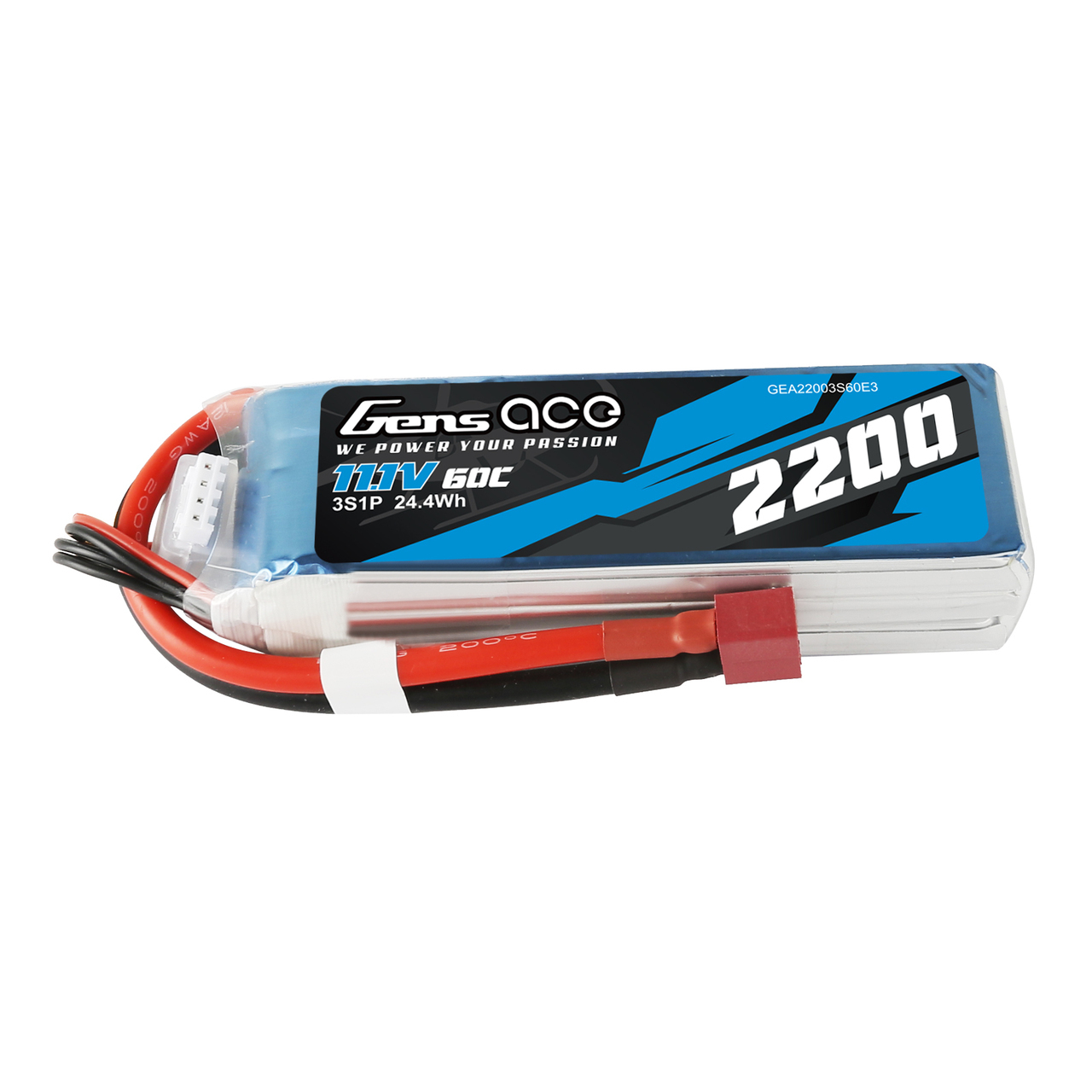 2200mAh Gens Ace 3S 11.1V 60C Soft Case LiPo Battery (EC3)