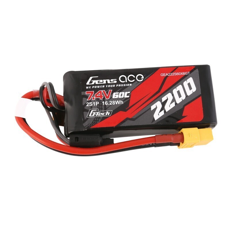 2200mAh Gens Ace G-Tech 2S 60C 7.4V Soft Pack Lipo Battery (XT60)