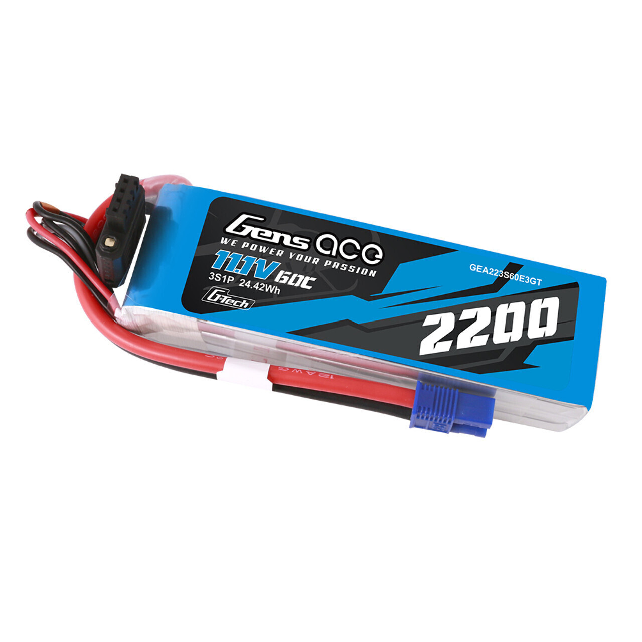 2200mAh Gens Ace G-Tech 3S 60C 11.1V Soft Pack Lipo Battery (EC3)