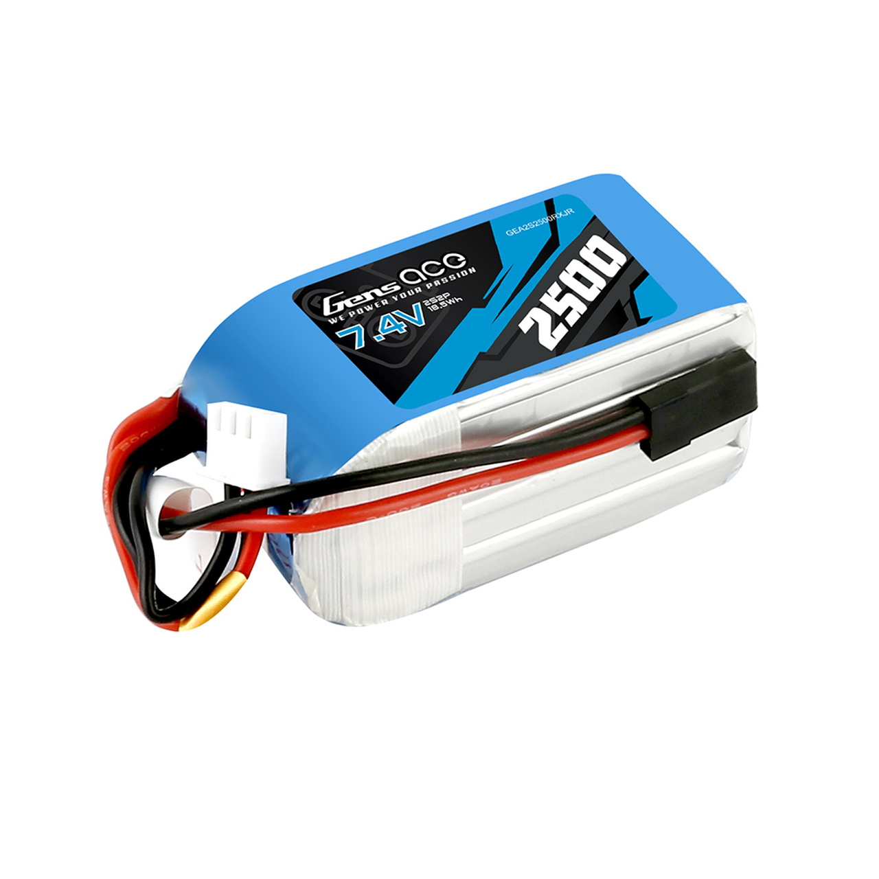 2500mAh Gens Ace 2S 7.4V RX Soft Case LiPo Battery (JR)