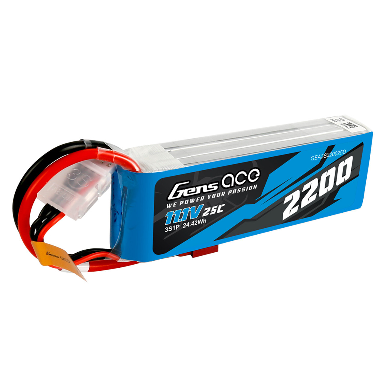 2200mAh Gens Ace 3S 11.1V 25C Soft Case LiPo Battery (Deans)