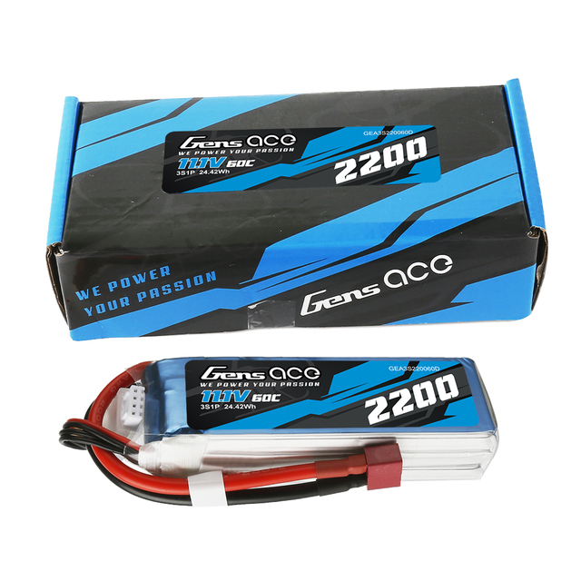 2200mAh 11.1V Gens Ace 3S  60C Soft Case LiPo Battery (Deans)