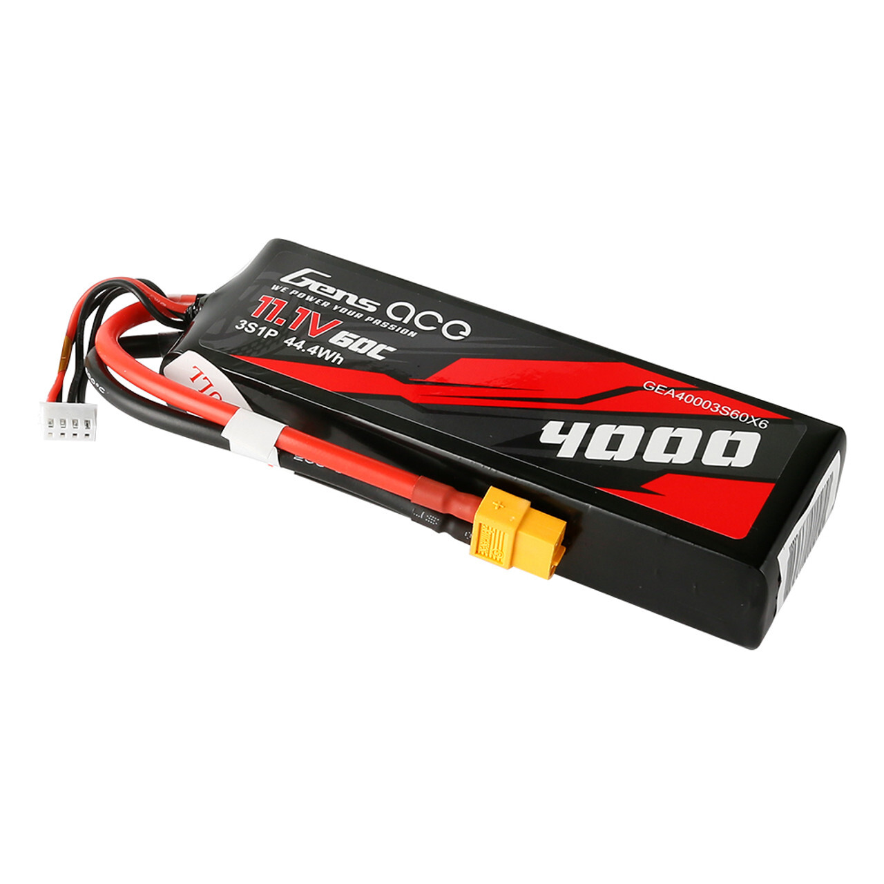 4000mAh 11.1V Gens Ace 3S 60C Soft Case LiPo Battery (XT60)