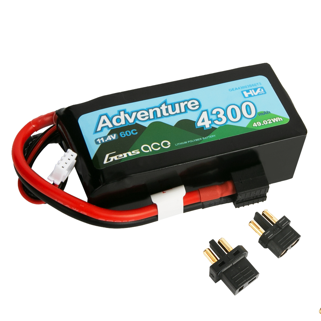 4300mAh Gens Ace 3S Adventure 11.4V 60C Soft Case HV LiPo Battery (1TO3)