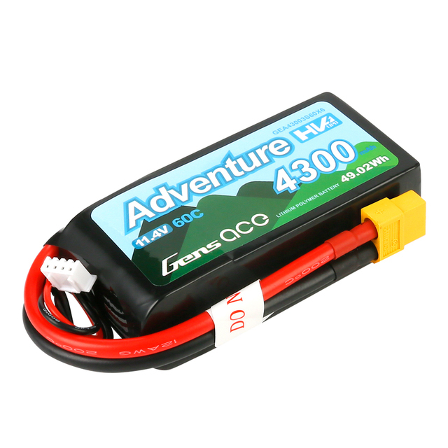 4300mAh Gens Ace 3S Adventure 11.4V 60C Soft Case HV LiPo Battery (XT60)