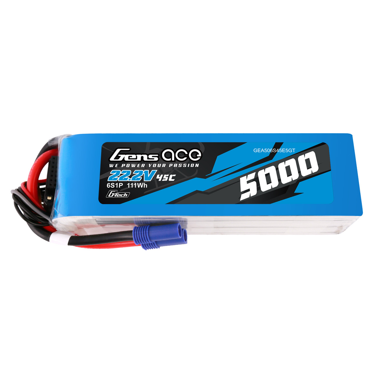 5000mAh Gens Ace G-Tech 6S 45C 22.2V Soft Pack Lipo Battery (EC5)