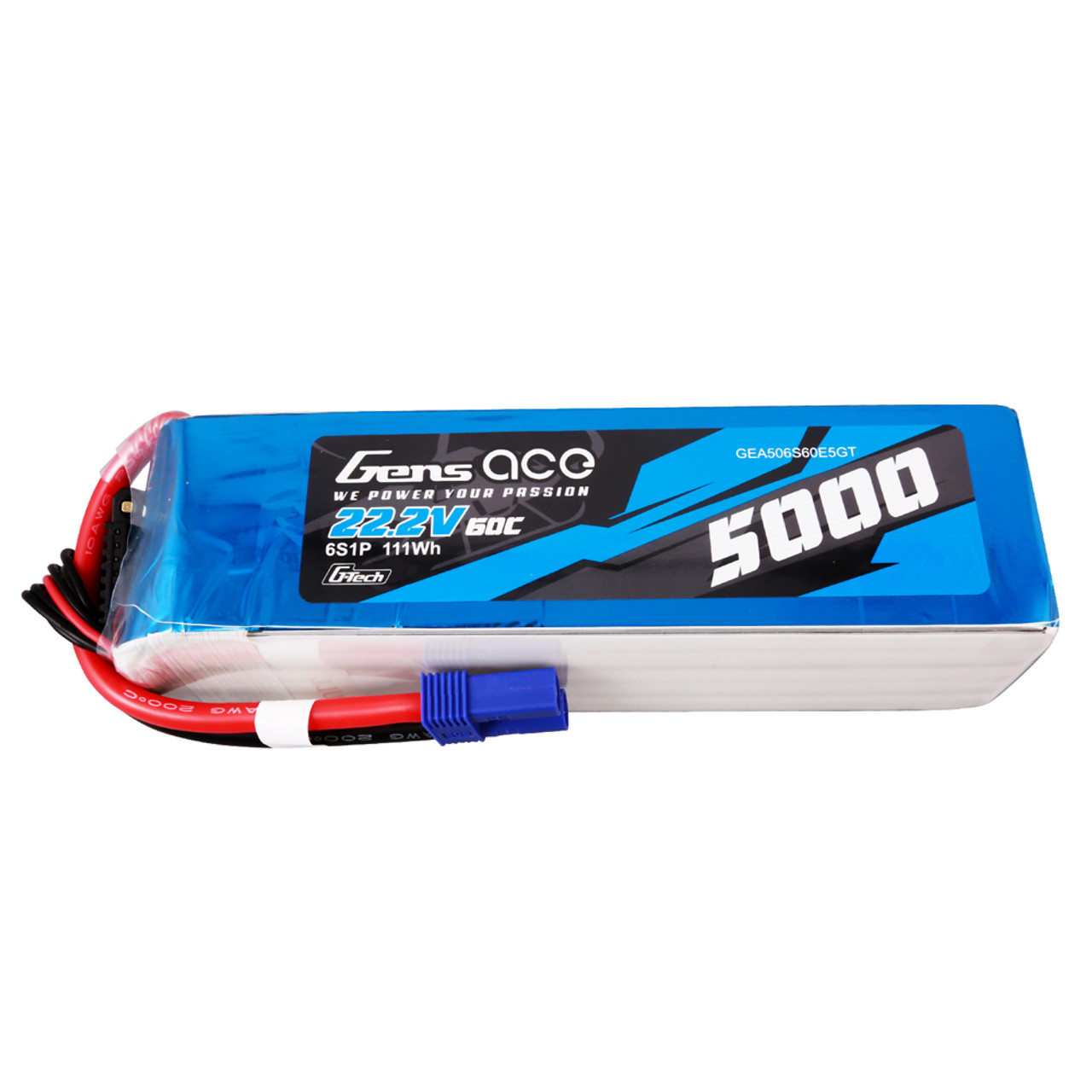 5000mAh Gens Ace G-Tech 6S 60C 22.2V Soft Pack Lipo Battery (EC5)