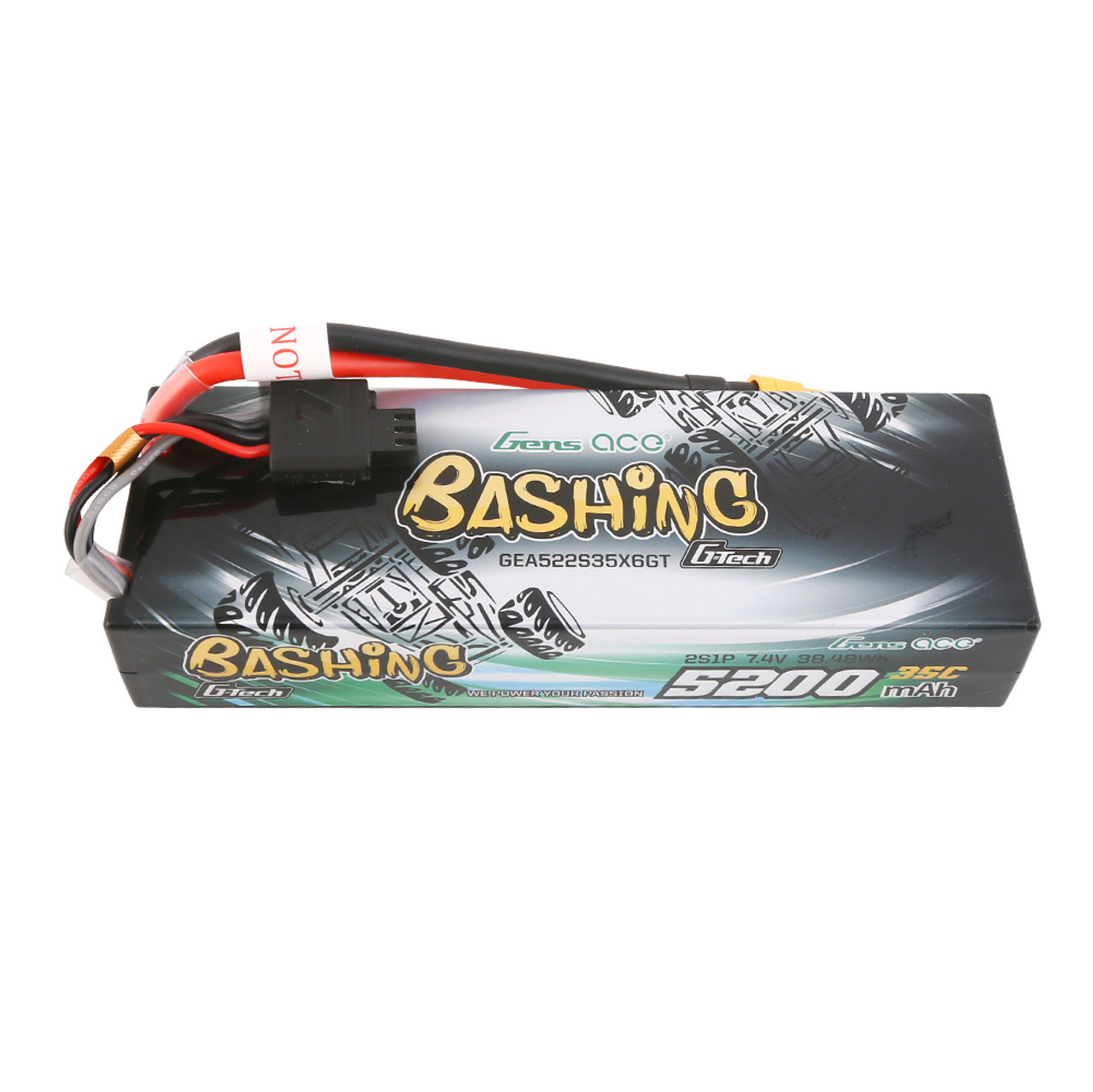 5200mAh Gens Ace G-Tech 2S Bashing 35C 7.4V Hardcase/Hardwired Lipo Battery (XT6