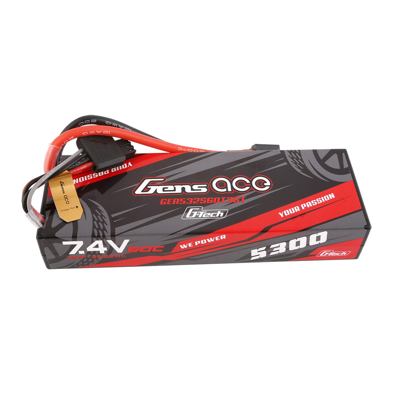 5300mAh Gens Ace G-Tech 2S 60C 7.4V Hardcase/Hardwired Lipo Battery (1TO3)