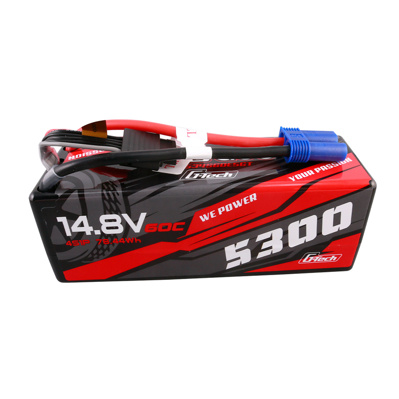 5300mAh Gens Ace G-Tech 4S 60C 14.8V Hardcase/Hardwired Lipo Battery (EC5)