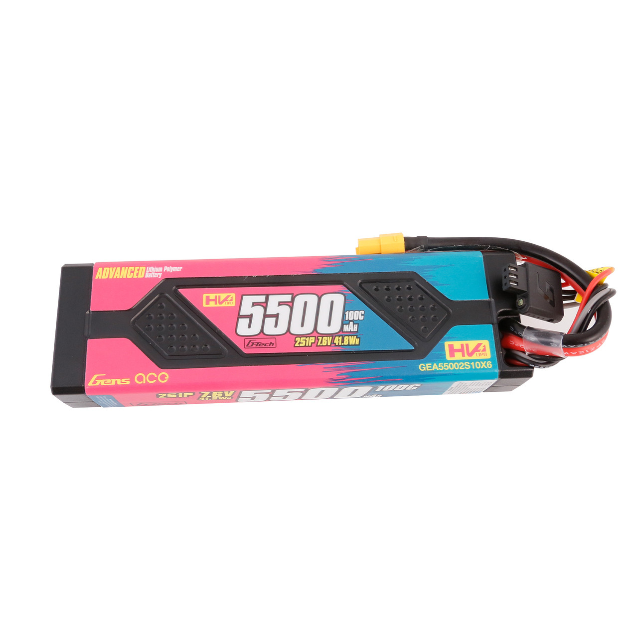 5500mAh Gens Ace 2S Advanced 100C 7.6V Hardcase Lipo Battery (XT60)