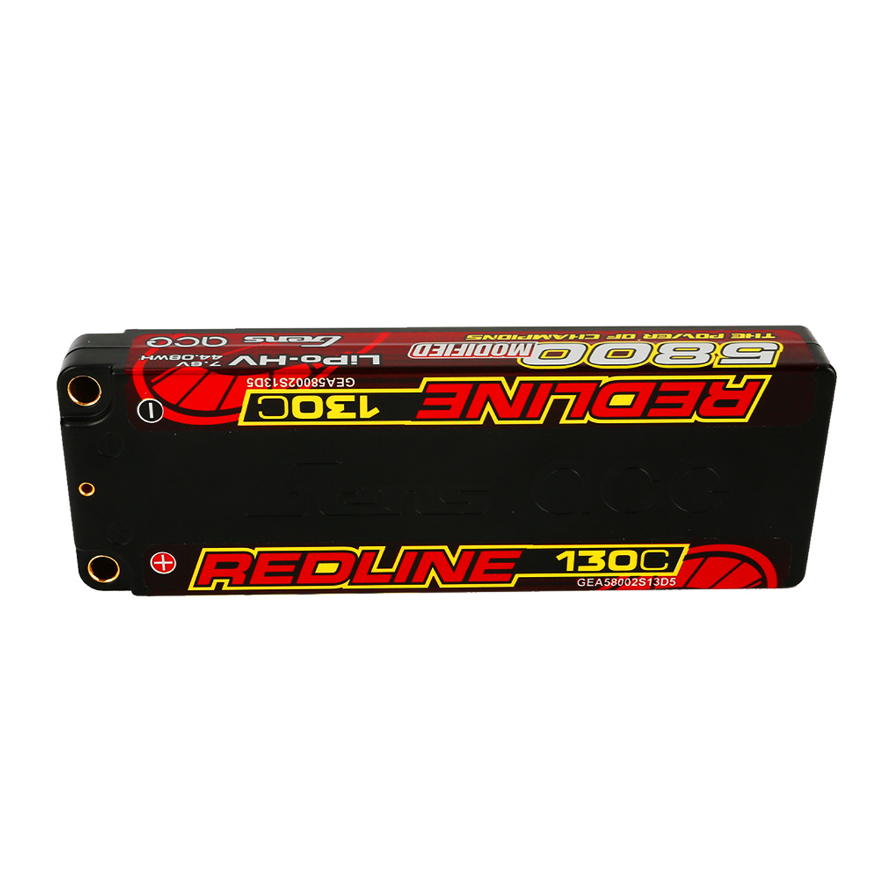 5800mAh Gens Ace 2S Redline 130C 7.6V Hardcase Lipo Battery (5.0mm Bullet)