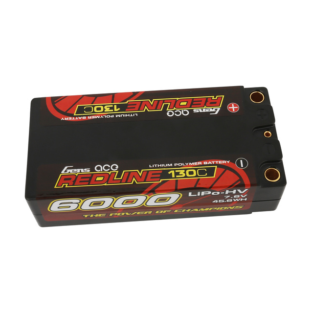 6000mAh Gens Ace 2S Redline 7.6V 130C Shorty Hardcase HV LiPo Battery (5.0mm Bul