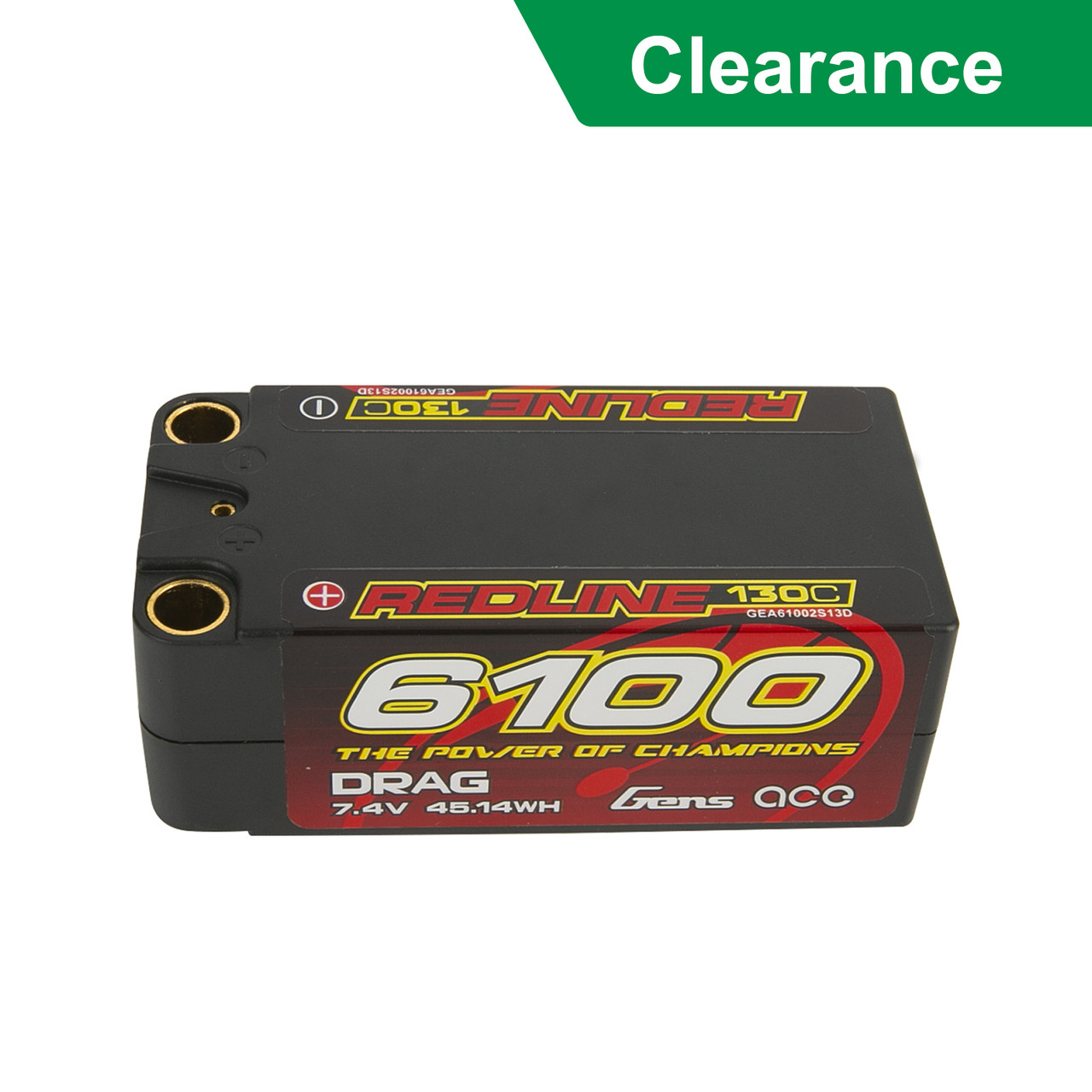 6100mAh Gens Ace 2S Redline 7.4V 130C Shorty Hardcase LiPo Battery ()