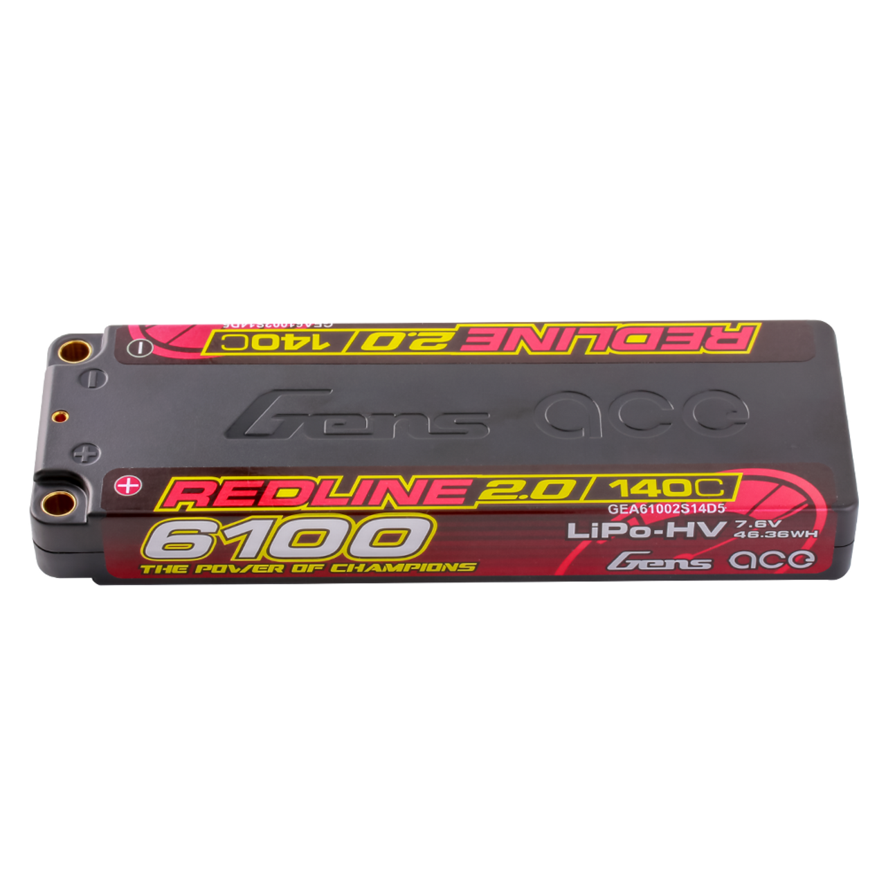 6100mAh Gens Ace 2S Redline 2.0 140C 7.6V Hardcase Lipo Battery (5.0mm Bullet)