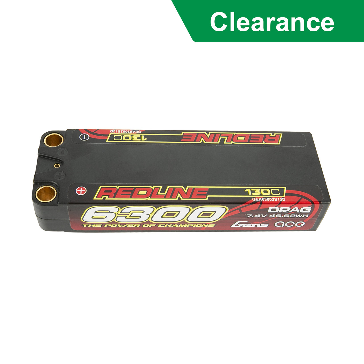 6300mAh Gens Ace 2S Redline 7.4V 130C Hardcase LiPo Battery (Deans)