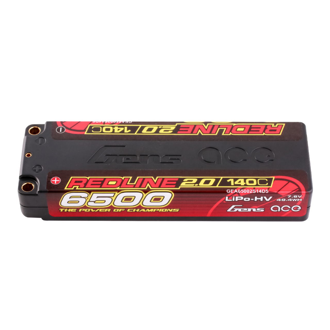 6500mAh Gens Ace 2S Redline 2.01 40C 7.6V Hardcase Lipo Battery (5.0mm Bullet)