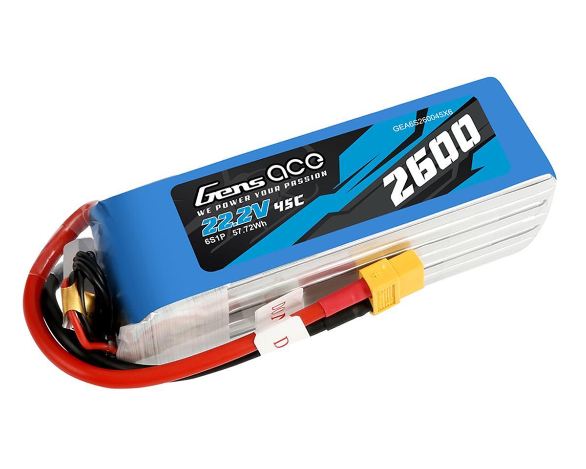 2600mAh Gens Ace 6S 22.2V 45C Soft Case LiPo Battery (XT60)