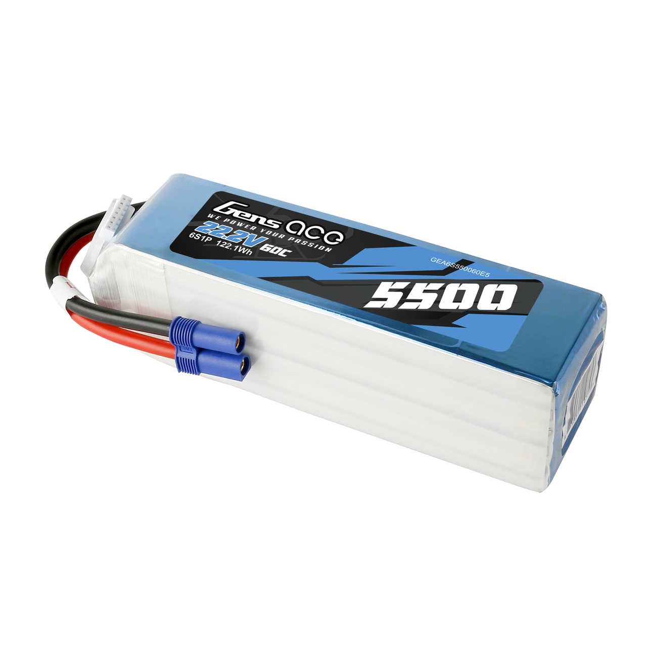 5500mAh Gens Ace 6S 22.2V 60C Soft Case LiPo Battery (EC5)