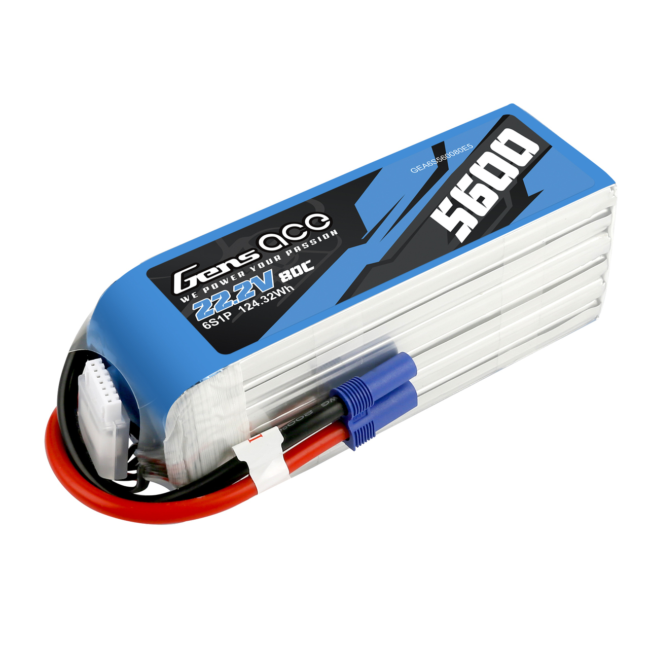 5600mAh Gens Ace 6S 22.2V 80C Soft Case LiPo Battery (EC5)