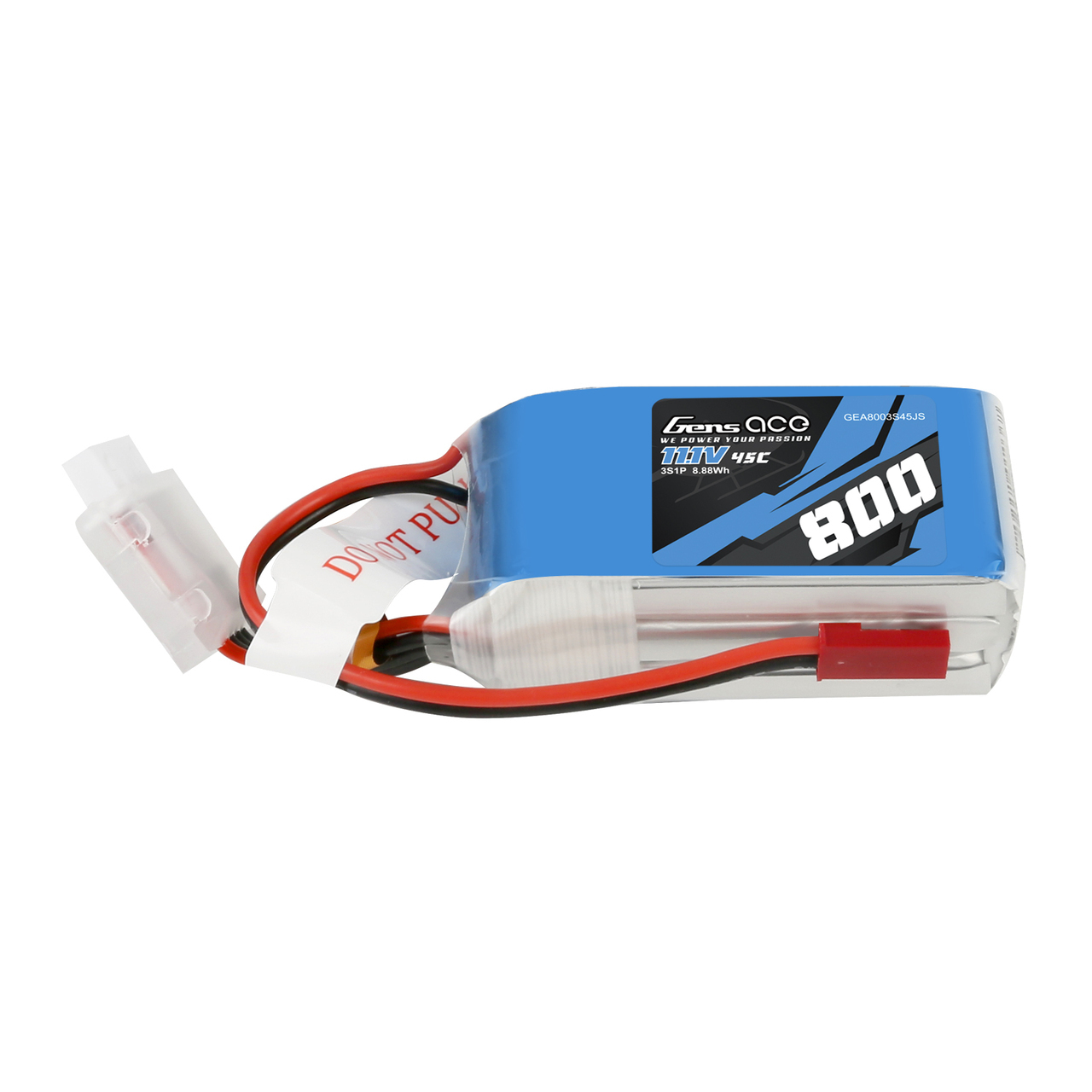 800mAh Gens Ace 3S 11.1V 45C Soft Case LiPo Battery (JST)