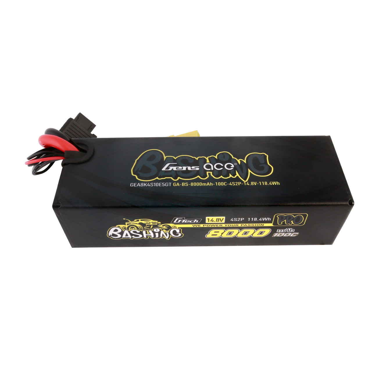 8000mAh Gens Ace G-Tech 4S Bashing 100C 14.8V Hardcase/Hardwired Lipo Battery (E