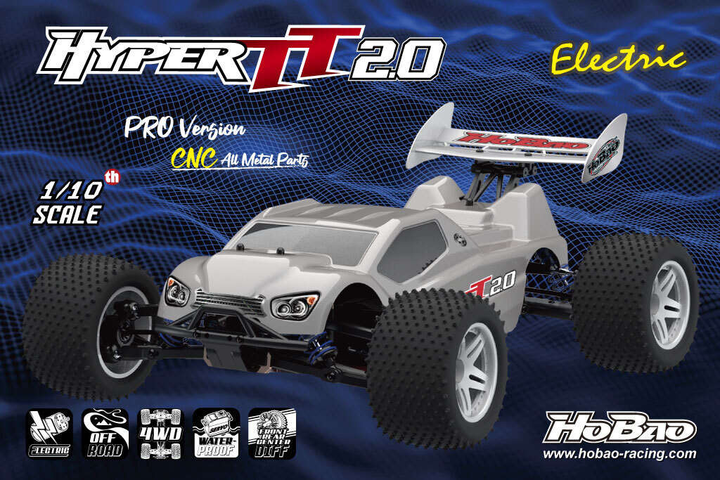 Hobao 1/10 HYPER TT 2.0 PRO ELECTRIC TRUCK RTR- SILVER BODY W/ 60A ESC, 3900KV M