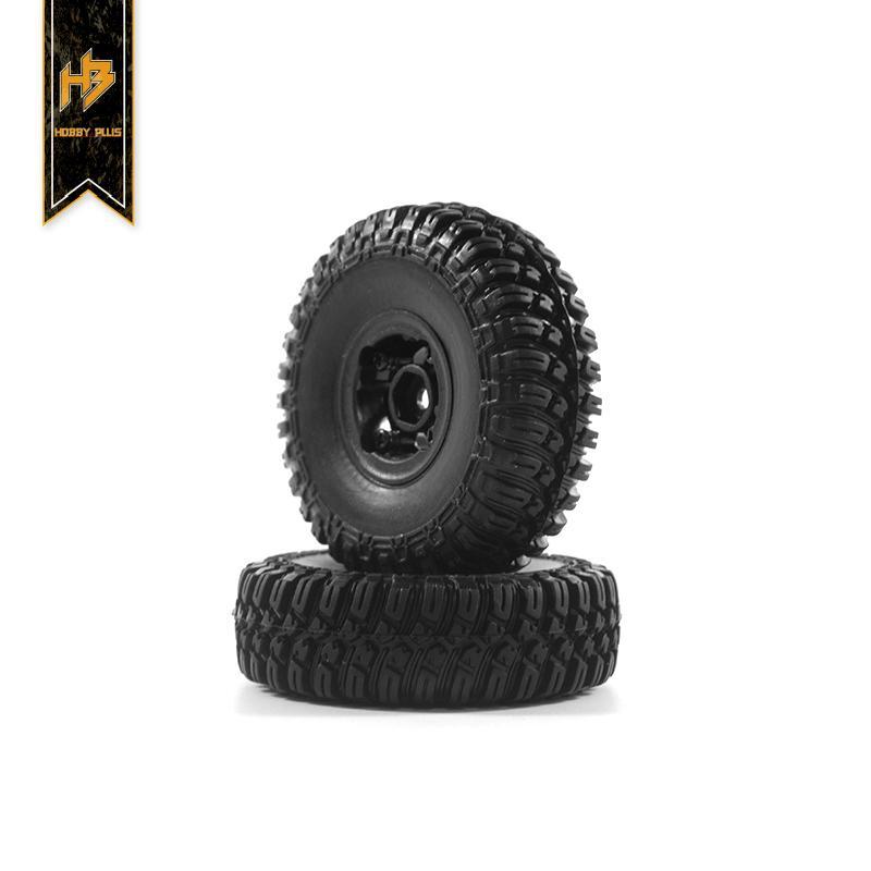 Hobby Plus 240082 CR-18 1.0 T-FINDER A/T Tire Set (Black Wheel)