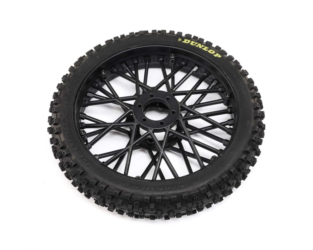 Losi Dunlop MX53 Front Tyre Mounted with Black Wheel, ProMoto-MX