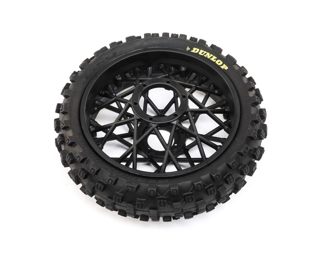 Losi Dunlop MX53 Rear Tyre Mounted with Black Wheel, ProMoto-MX