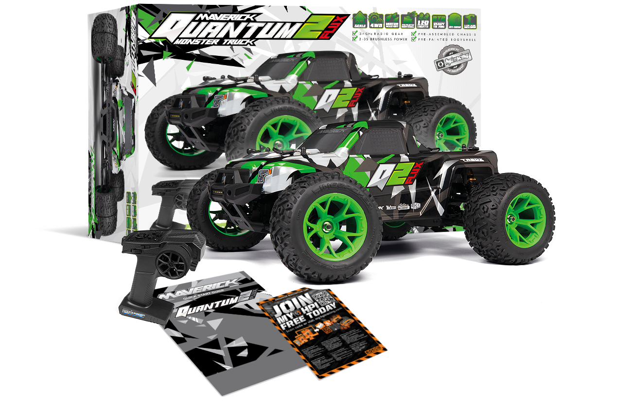 Maverick Quantum2 MT Flux 1/10th Monster Truck - Green