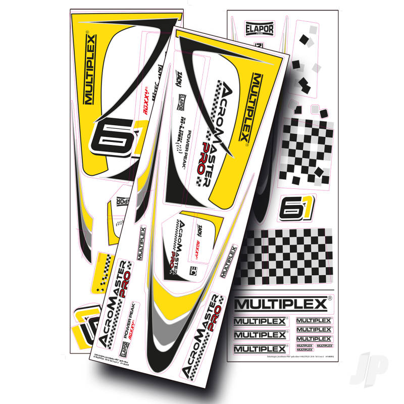 Multiplex Yellow and Silver Decal Set, AcroMaster Pro