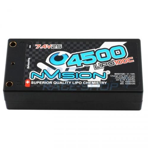 4500mah nVision 100C 7.4V Shorty Pack