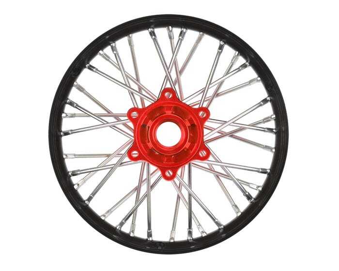 Proline 1/4 Pro-Spec Aluminium V2 Bead Rear Wheel, Assembled, Black/Red, Promoto