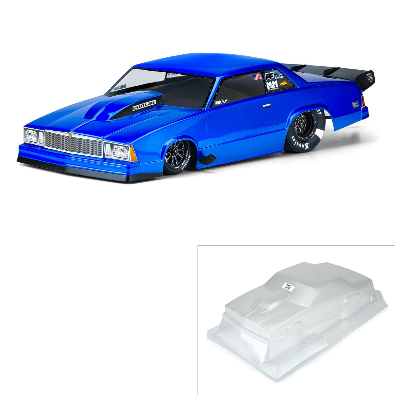 Proline 78 Chevy Malibu Clear Drag Body suit 22S, DR10 and Slash