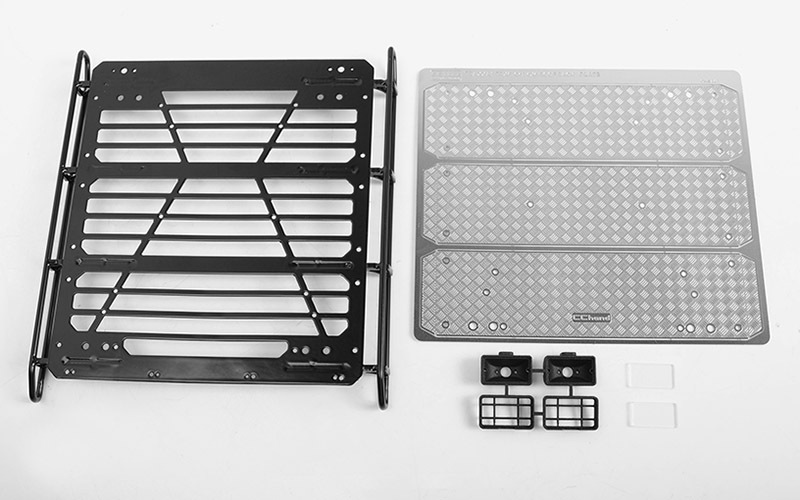 Command Roof Rack w/ Diamond Plate & 2x Square Lights for Traxxa