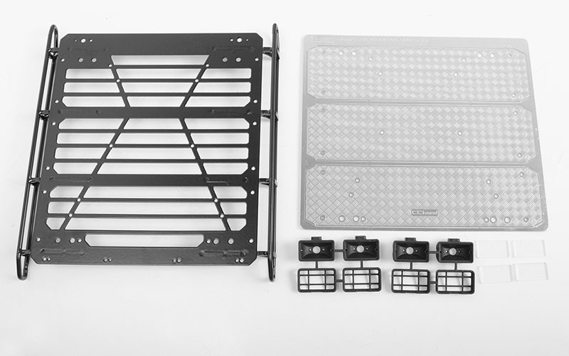 Command Roof Rack w/ Diamond Plate & 4x Square Lights for Traxxa