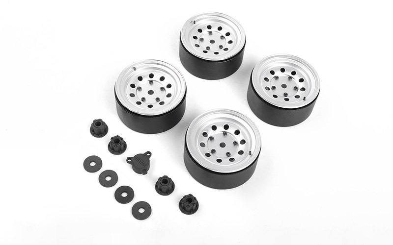 Burato 2.2" Beadlock Wheels w/ Center Caps (Silver)