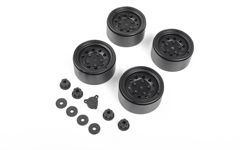 Burato 2.2" Beadlock Wheels w/ Center Caps (Black)