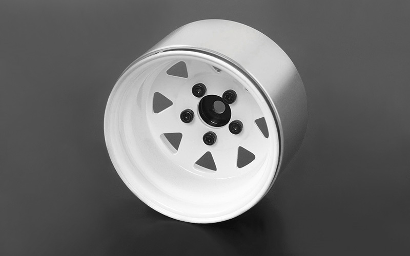 5 Lug Deep Dish Wagon 1.9" Steel Stamped Beadlock Wheels (White)