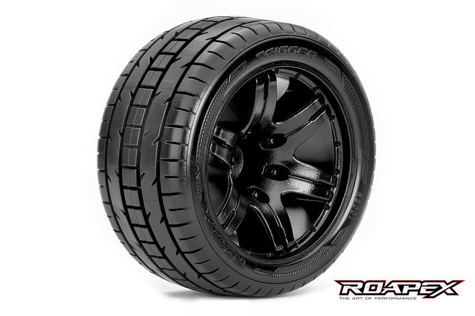 TRIGGER 1/10 STADIUM TRUCK TIRE BLACK WHEEL WITH 1/2 OFFSET 12MM