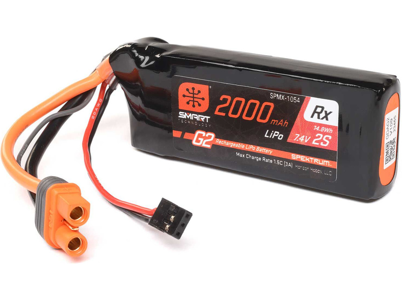 Spektrum 2000mAh 2S 15C Smart G2 Receiver LiPo Battery with IC3 Connector