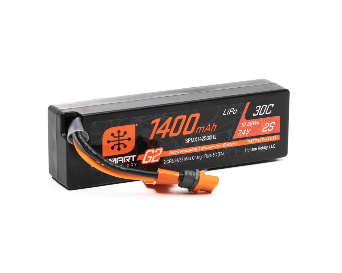 1400mah 2S Spektrum 7.4v Smart G2 30C LiPo Battery with IC2 Connector