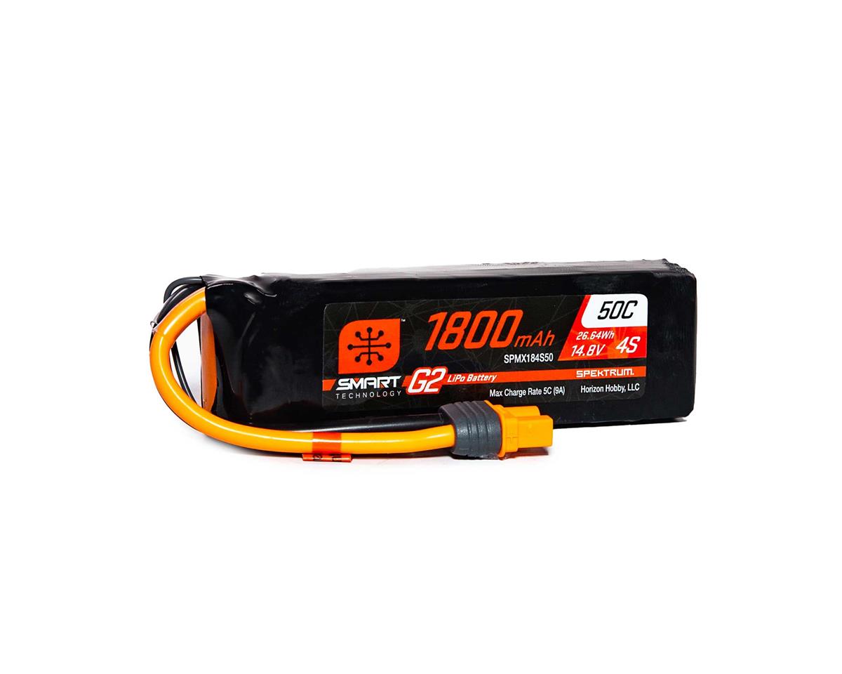 1800mah 4S Spektrum 14.8V 50c Smart G2 Lipo Battery with IC3 Connector