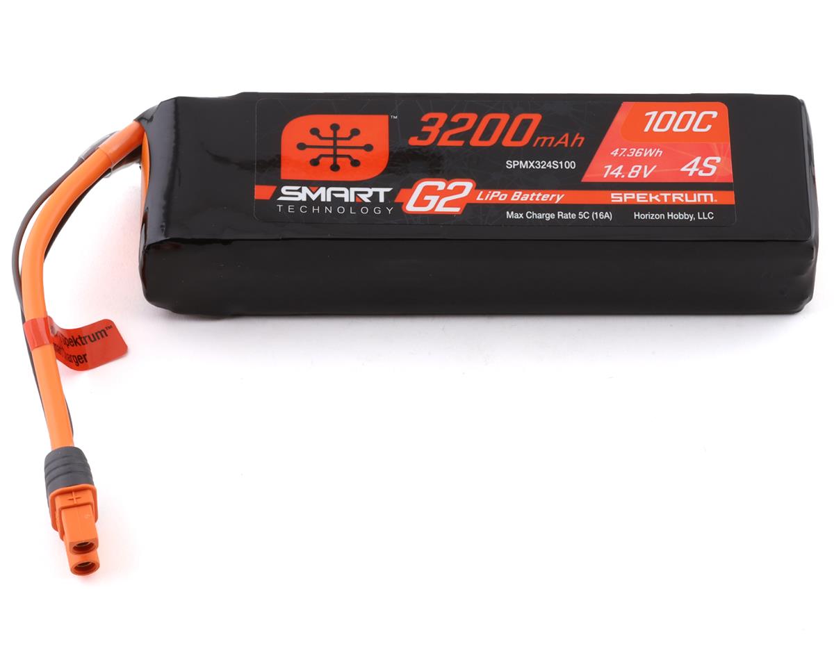 3200mAh 4S Spektrum 14.8V 100C Smart G2 LiPo Battery with IC3 Connector