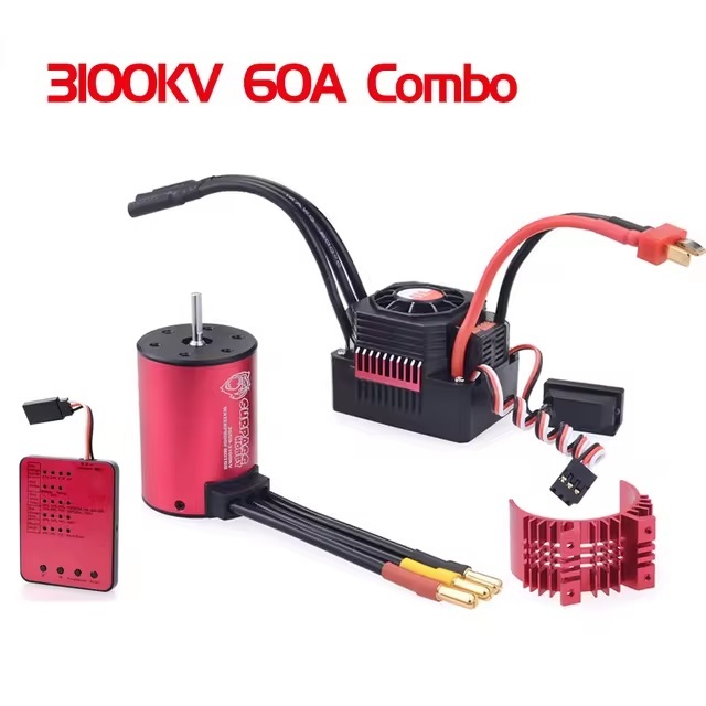 Surpass Hobby KK 3650 brushless motor with 60A ESC combo + Red heatsink 3100kv