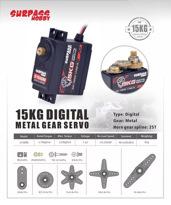 Surpass 15KG S1500M Metal gear servo